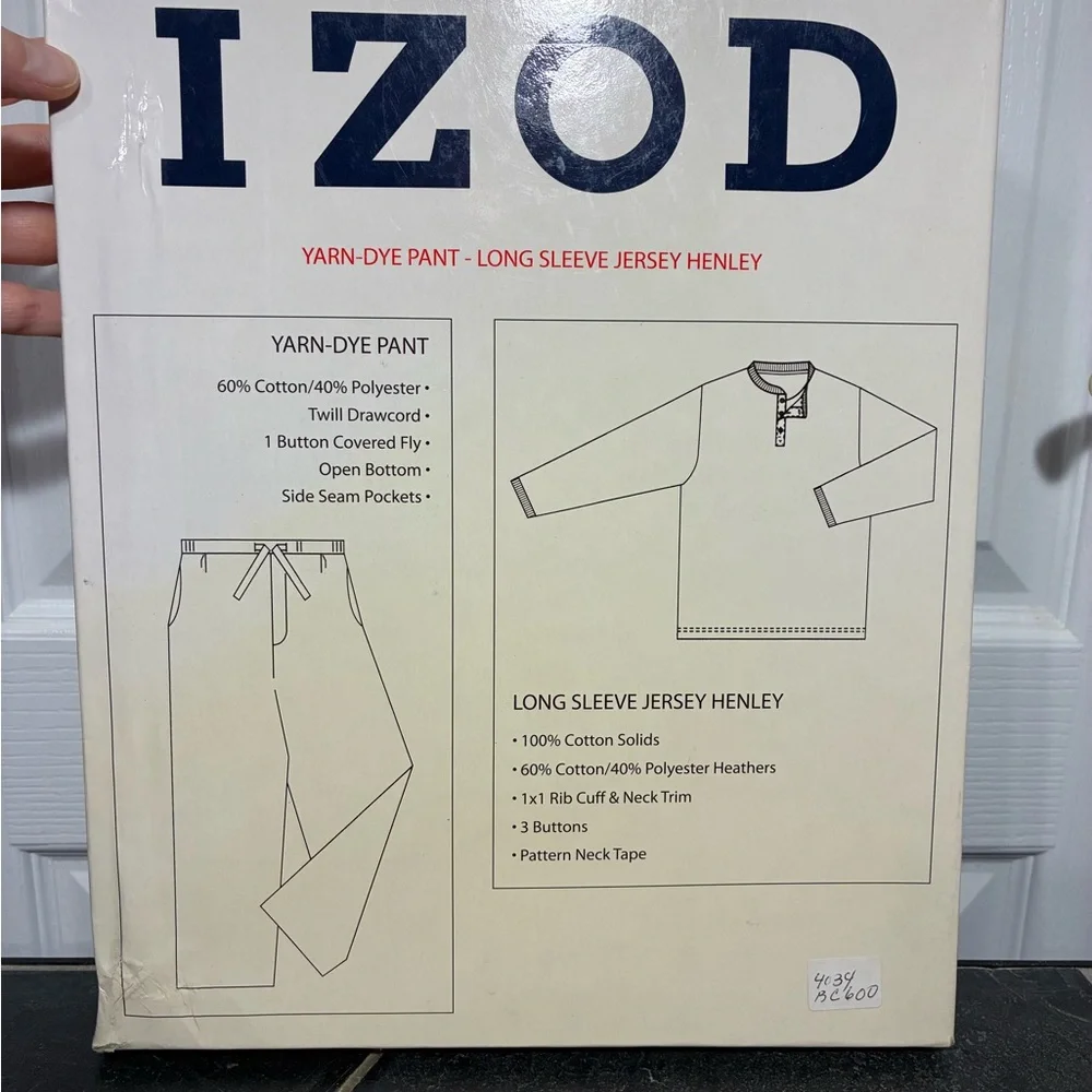 NEW Y2K Izod 2 Pc Pajama Set Red Long Sleeve Henley Blue Plaid Pants Men’s Med